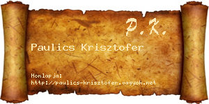 Paulics Krisztofer névjegykártya